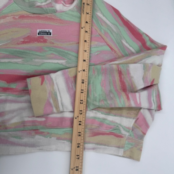 Adidas Hoodie Women Small Multicolor Tie Dye Cropped Lightweight Oversized Relax - Picture 9 of 9